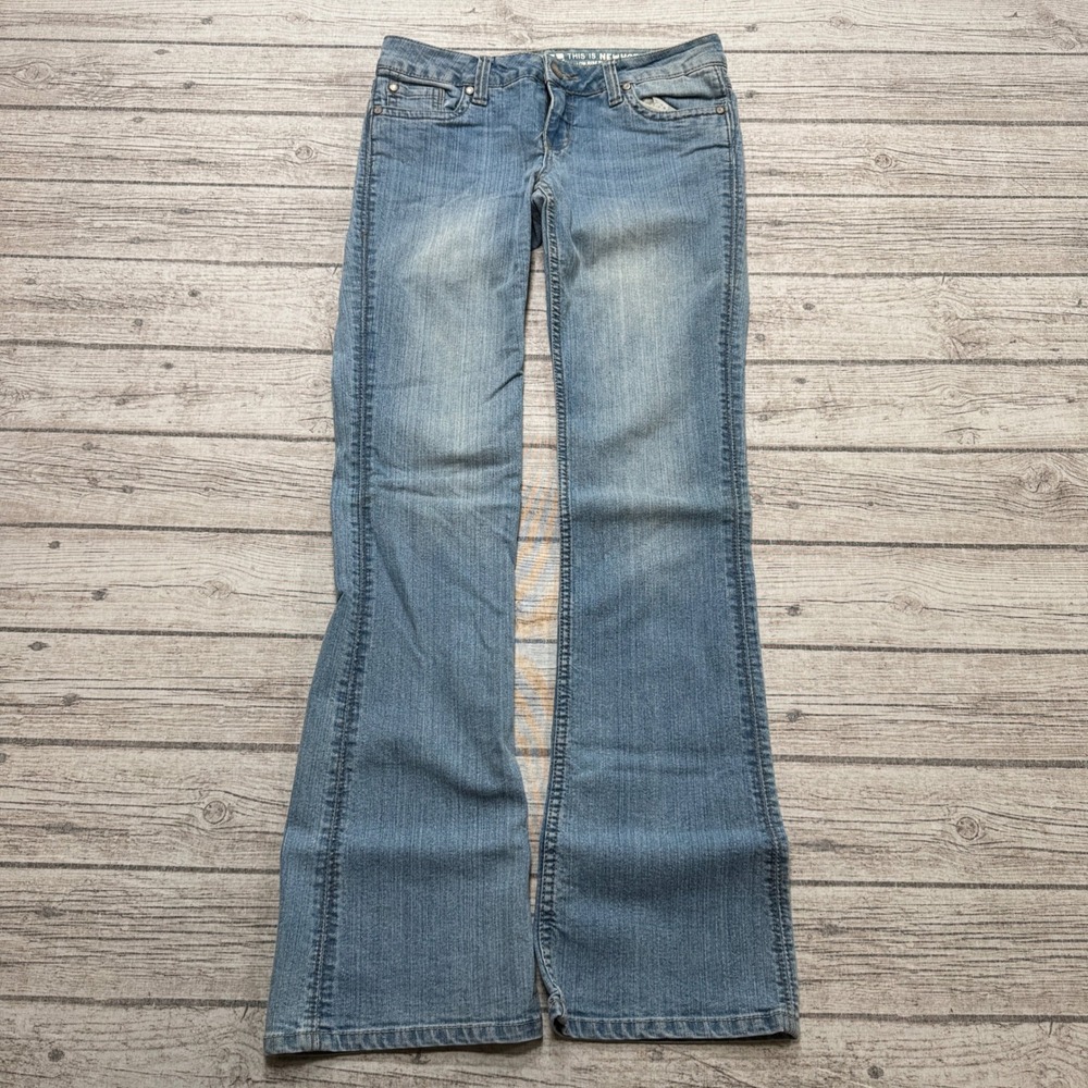 Y2K Bongo Jeans Women's 7 Blue Denim Low Rise Bootcut Light Wash Flap Pockets